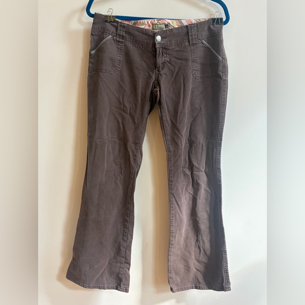 Forever 21 Y2K 2000s Vintage Brown Cotton Blend Low Rise Pants with Pockets